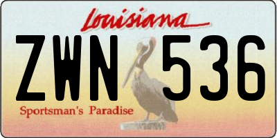 LA license plate ZWN536