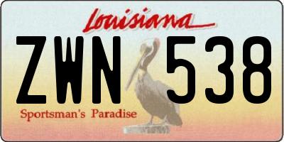 LA license plate ZWN538