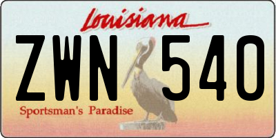 LA license plate ZWN540