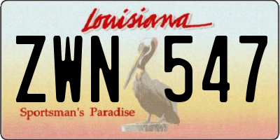 LA license plate ZWN547