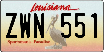 LA license plate ZWN551