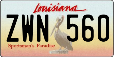 LA license plate ZWN560