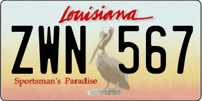 LA license plate ZWN567