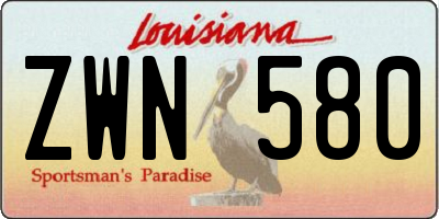 LA license plate ZWN580
