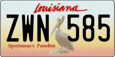 LA license plate ZWN585