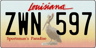 LA license plate ZWN597
