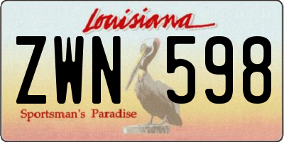 LA license plate ZWN598