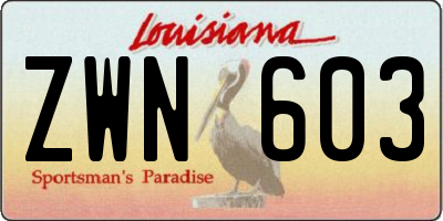 LA license plate ZWN603