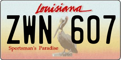 LA license plate ZWN607