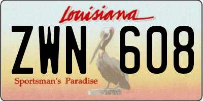 LA license plate ZWN608