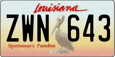 LA license plate ZWN643