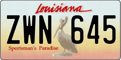 LA license plate ZWN645