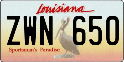 LA license plate ZWN650