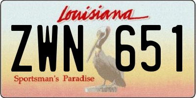 LA license plate ZWN651