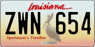 LA license plate ZWN654