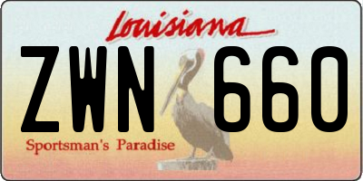 LA license plate ZWN660