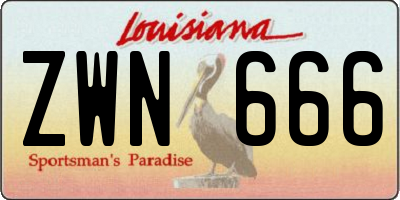 LA license plate ZWN666