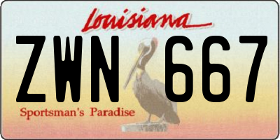 LA license plate ZWN667