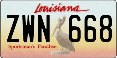 LA license plate ZWN668