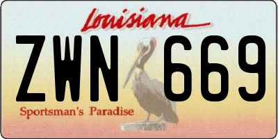 LA license plate ZWN669