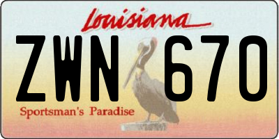 LA license plate ZWN670