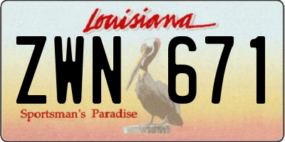 LA license plate ZWN671