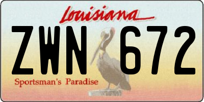 LA license plate ZWN672