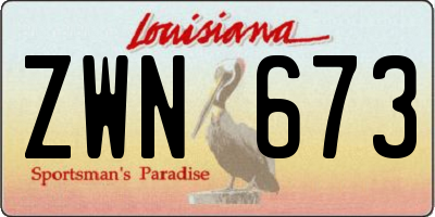 LA license plate ZWN673