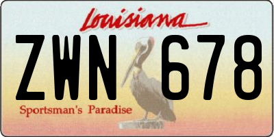 LA license plate ZWN678