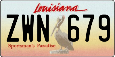 LA license plate ZWN679