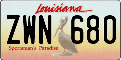 LA license plate ZWN680