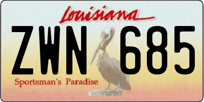 LA license plate ZWN685