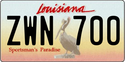 LA license plate ZWN700