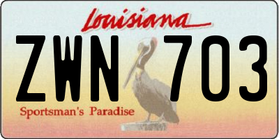 LA license plate ZWN703