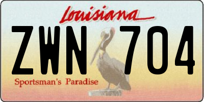 LA license plate ZWN704