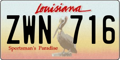 LA license plate ZWN716