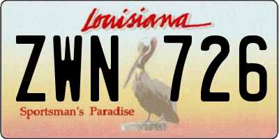 LA license plate ZWN726