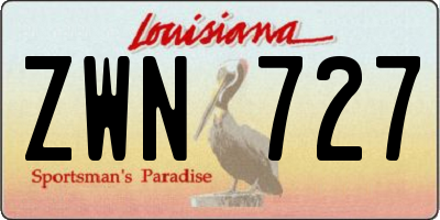 LA license plate ZWN727