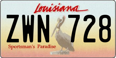 LA license plate ZWN728