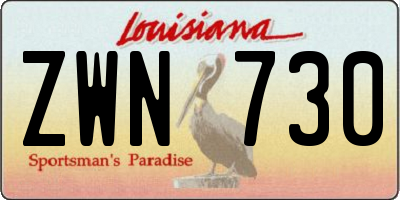 LA license plate ZWN730