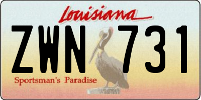 LA license plate ZWN731