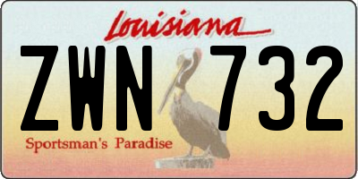 LA license plate ZWN732