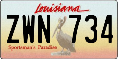 LA license plate ZWN734