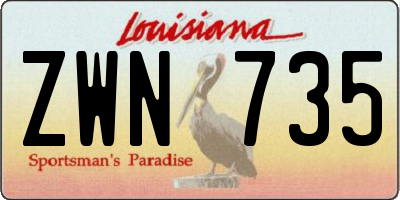 LA license plate ZWN735