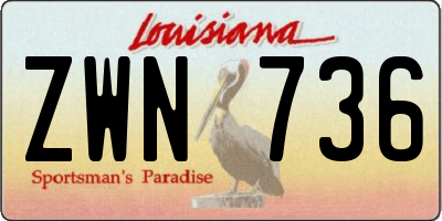 LA license plate ZWN736