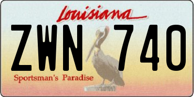 LA license plate ZWN740