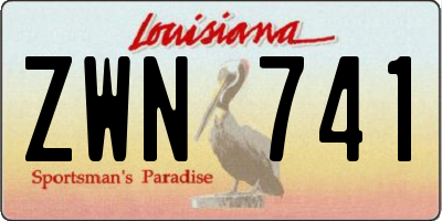 LA license plate ZWN741