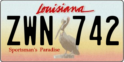 LA license plate ZWN742