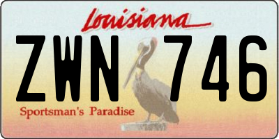 LA license plate ZWN746