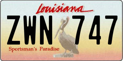 LA license plate ZWN747